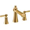 Moen TS927BN Flara 2-Handle Deck Mount Cross Handle Roman Tub Faucet Trim Kit, Valve Required, Brushed Nickel(Brushed Gold)