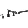 Moen TS93004BL Arris 2-Handle Deck Mount Modern Roman Tub Faucet Trim Kit, Valve Required, Including Single Function Handshower, Matte Black(Matte Black)