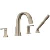 Moen TS983BL Doux Two-Handle High Arc Deck-Mount Roman Tub Faucet Trim with Handshower, Valve Required, Matte Black(Brushed Nickel)