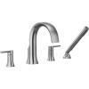Moen TS983BL Doux Two-Handle High Arc Deck-Mount Roman Tub Faucet Trim with Handshower, Valve Required, Matte Black(Chrome)