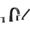 Moen TS983BL Doux Two-Handle High Arc Deck-Mount Roman Tub Faucet Trim with Handshower, Valve Required, Matte Black(Matte Black)
