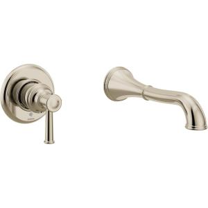 Glyde Brushed Nickel Single Handle Wall Mount Tub Filler High Flow Tub Faucet with 10″ Spout Reach, WT371BN(Polished Nickel)