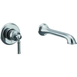 Moen Dartmoor Chrome Single Handle Wall Mount Tub Filler High Flow Tub Faucet with 10″ Spout Reach, WT681