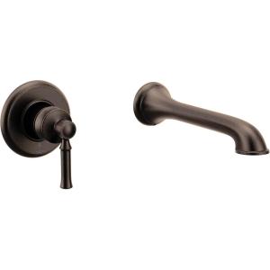 Moen Dartmoor Oil Rubbed Bronze Single Handle Wall Mount Tub Filler High Flow Tub Faucet with 10″ Spout Reach, WT681ORB(Oil Rubbed Bronze)