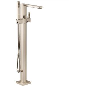 Moen S905 90 Degree One-Handle Freestanding Floor Mount Tub Filler with Handshower, Chrome(Brushed Nickel)