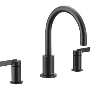Moen T6223BL Cia 2-Handle High-Arc Deck Mount Roman Tub Faucet Trim Kit, Valve Required, Matte Black(Matte Black with Optional Brushed Gold Accents)