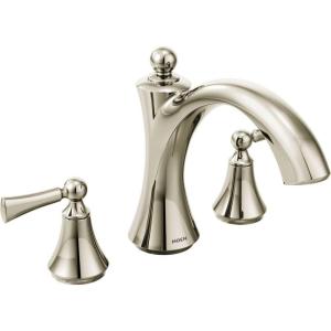 Moen T653ORB Wynford Two-Handle Non Diverter Roman Tub Faucet, Oil Rubbed Bronze(Polished Nickel)