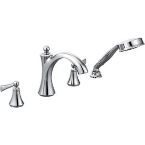 Moen T654BN Wynford Two-Handle Diverter Roman Tub Faucet Includes Hand Shower without Valve, Brushed Nickel(Chrome)