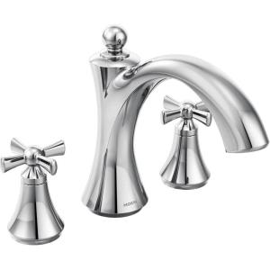 Moen T657 Wynford Two-Handle Non Diverter Roman Tub Faucet, Chrome(Chrome)