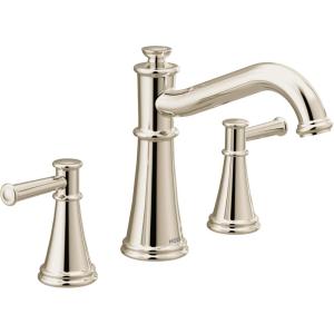 Moen T9023NL Belfield Two-Handle Deck Mounted Roman Tub Faucet, Valve Required, Polished Nickel(Polished Nickel)