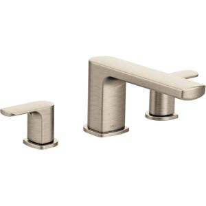 Moen T935 Rizon Two-Handle Deck Mount Modern Roman Tub Faucet Trim, Valve Required, Chrome(Brushed Nickel)