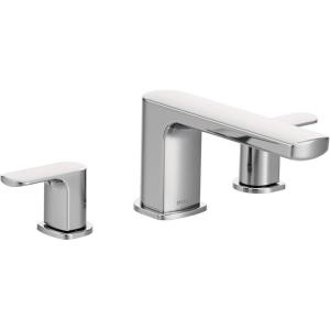 Moen T935 Rizon Two-Handle Deck Mount Modern Roman Tub Faucet Trim, Valve Required, Chrome(Chrome)