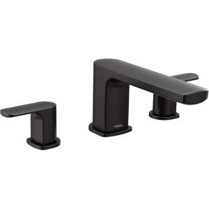 Moen T935 Rizon Two-Handle Deck Mount Modern Roman Tub Faucet Trim, Valve Required, Chrome(Matte Black)