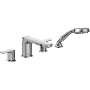 Moen T936 Rizon Two-Handle Low Arc Roman Tub Faucet with Hand Shower Trim without Valve, Chrome(Faucet without Valve)