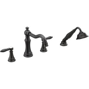 Moen TS21104BG Weymouth Two-Handle Roman Tub Faucet Trim Kit with Handshower, Valve Required, Brushed Gold(Matte Black)