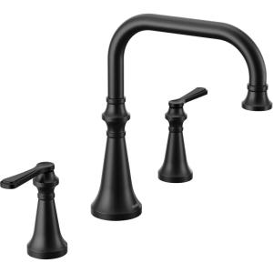 Moen TS44503BL Colinet Two Handle Deck-Mount Roman Tub Faucet Trim with Lever Handles, Valve Required, Matte Black(Matte Black)