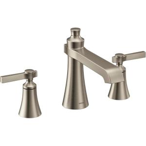 Moen TS926BN Flara 2-Handle Deck Mount Lever Handle Roman Tub Faucet Trim Kit, Valve Required, Brushed Nickel