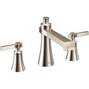 Moen TS926NL Flara 2-Handle Deck Mount Lever Handle Roman Tub Faucet Trim Kit, Valve Required, Polished Nickel