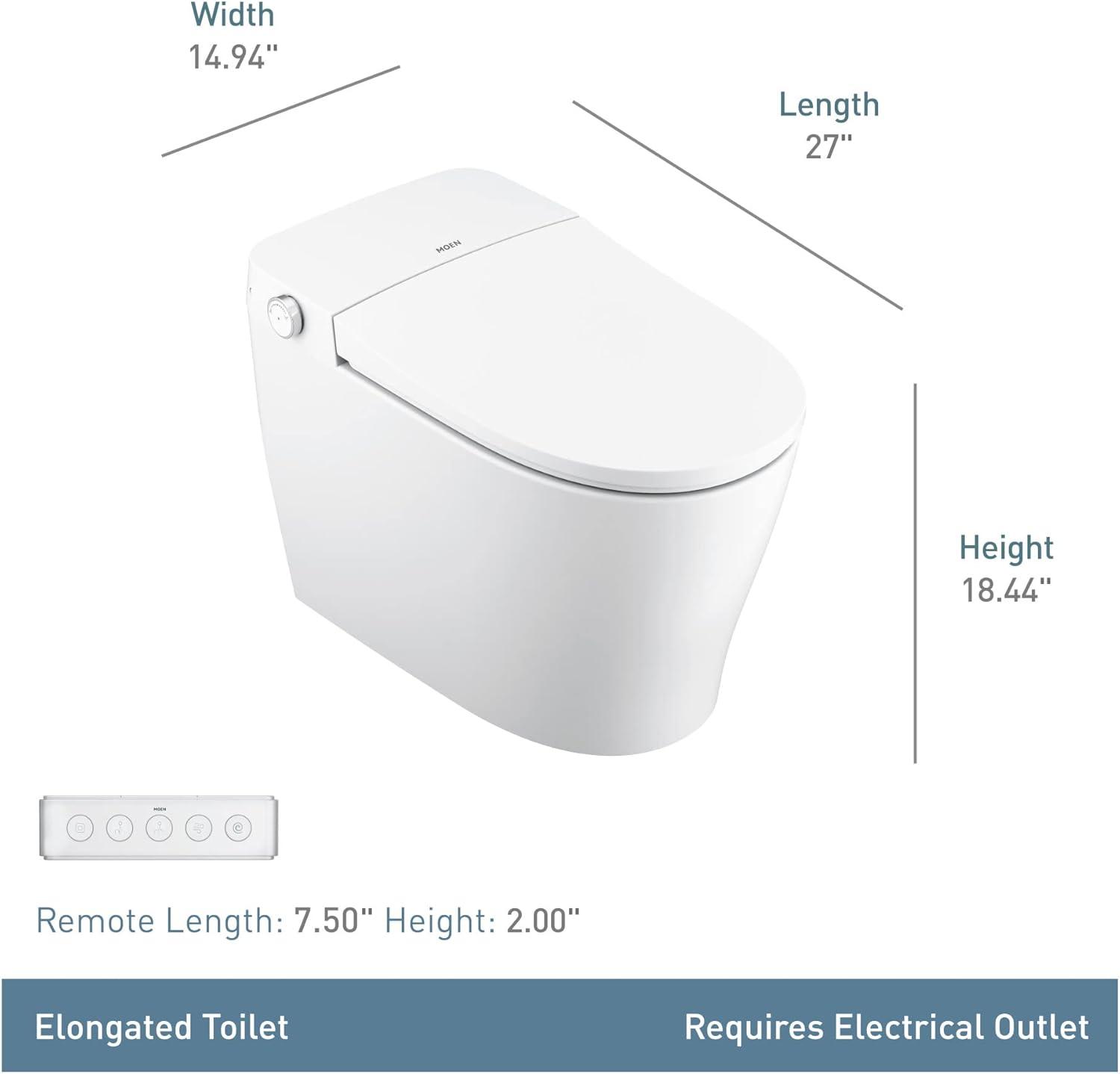 image:imageMoen 3Series White Tankless Bidet One Piece Elongated Toilet with Remote Control ET1300ET900