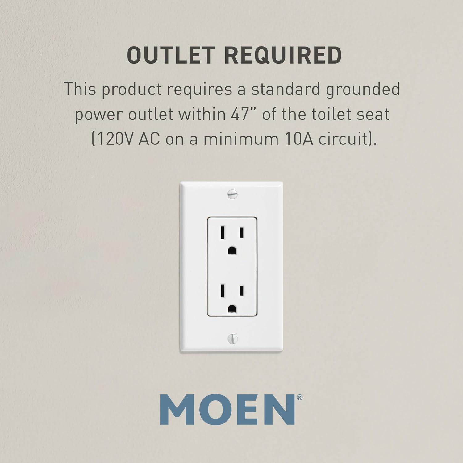 image:imageMoen 5Series White Premium Electronic Bidet Seat with Remote Control and Warm Air Dryer for Elongated Toilets Electrical Outlet Required EB2100EEB1500 Elongated