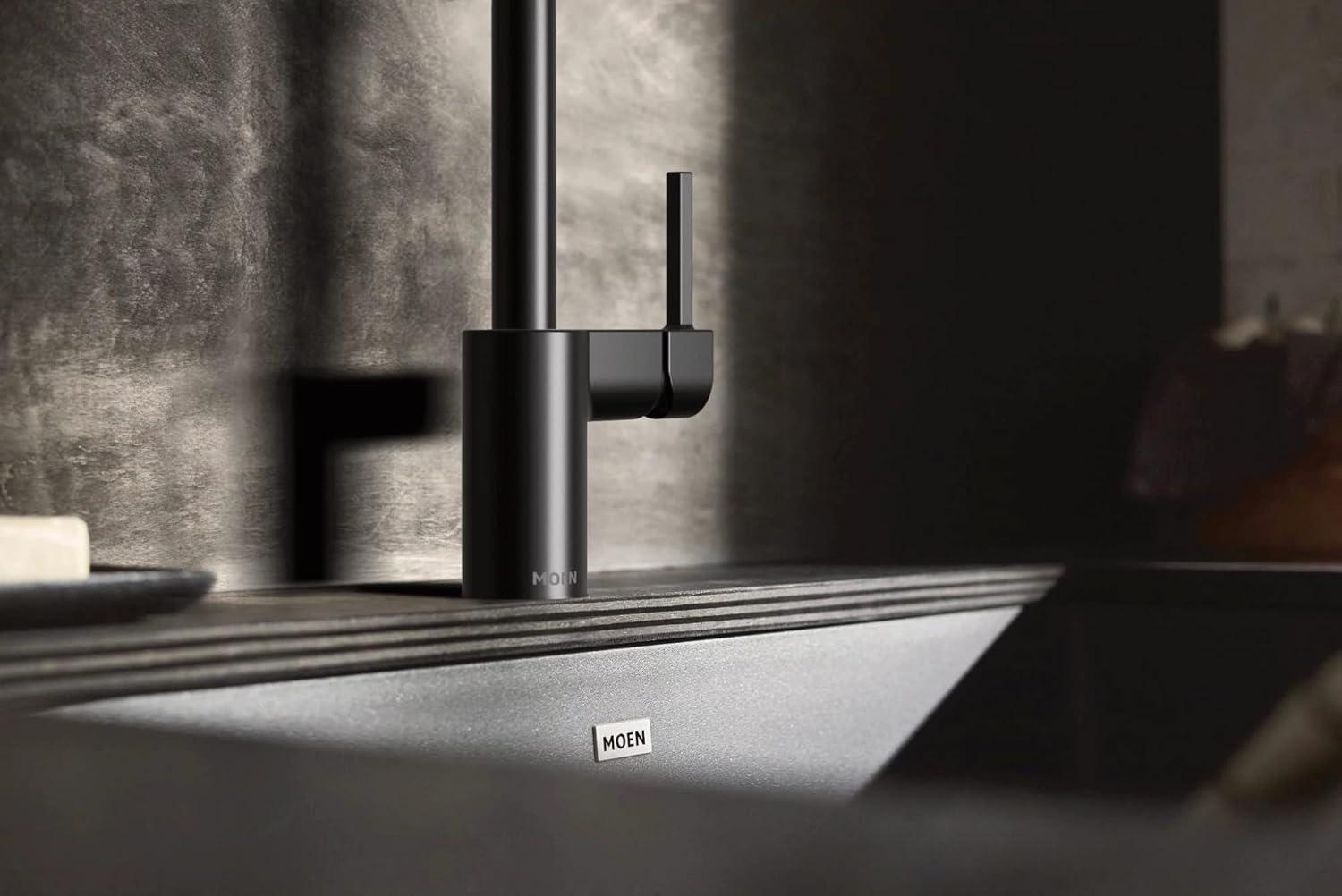 image:imageMoen Host Black Granite 33Inch Wide x 95Inch Deep Undermount Single Bowl Kitchen Sink GGB4010BMatte Black