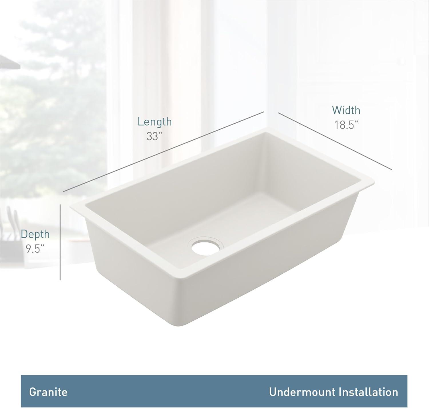 image:imageMoen Host Black Granite 33Inch Wide x 95Inch Deep Undermount Single Bowl Kitchen Sink GGB4010BWhite