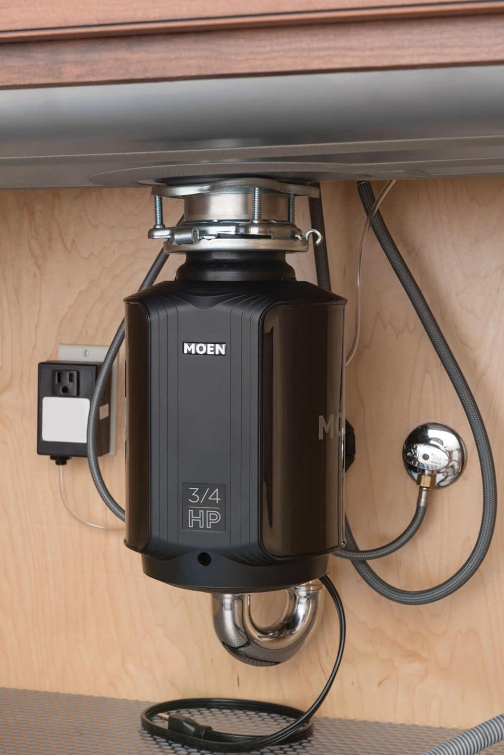 image:imageMoen Host Series 34 HP Continuous Feed Garbage Disposal with Sound Reduction for Kitchen Sink Power Cord Included GXS75C34 HP
