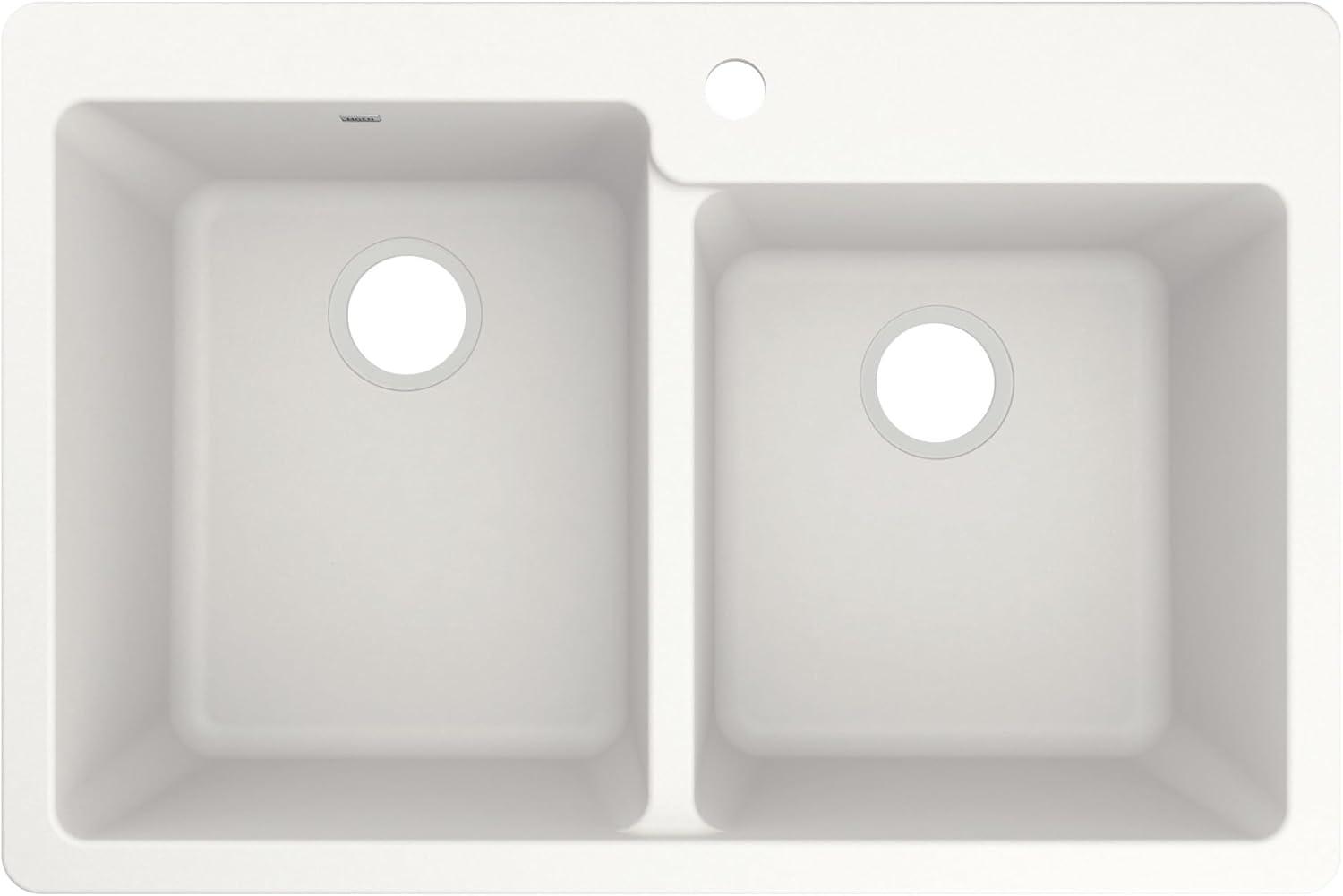 image:imageMoen Host White Granite 33Inch Wide x 95Inch Deep Dual Mount Double Bowl Kitchen Sink GGW3024BBrushed