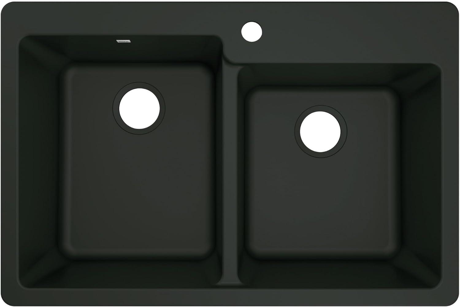 image:imageMoen Host White Granite 33Inch Wide x 95Inch Deep Dual Mount Double Bowl Kitchen Sink GGW3024BMatte