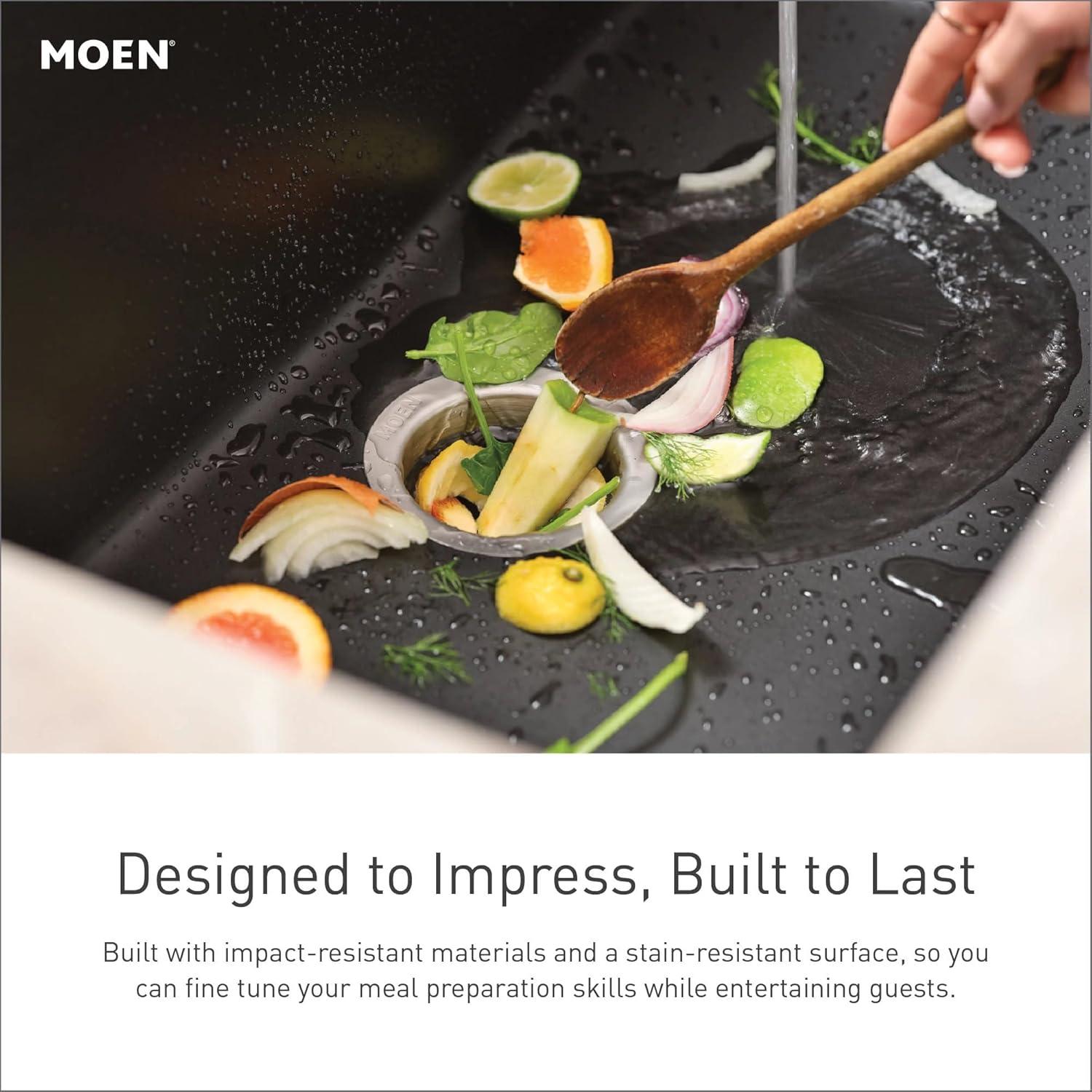 image:imageMoen Host White Granite 33Inch Wide x 95Inch Deep Dual Mount Double Bowl Kitchen Sink GGW3028BBlack