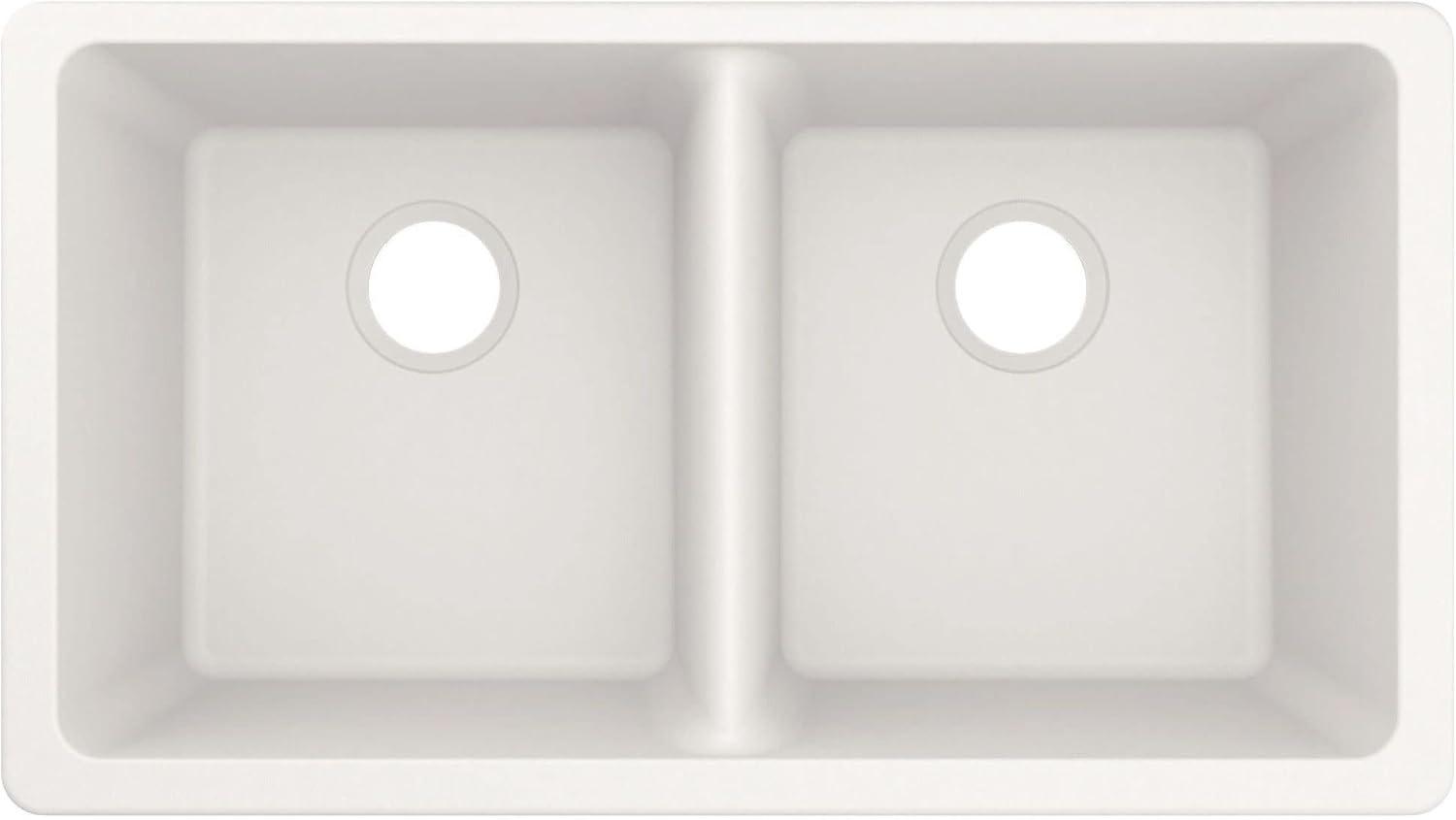 image:imageMoen Host White Granite 33Inch Wide x 95Inch Deep Undermount Double Bowl Kitchen Sink GGW4012BWhite