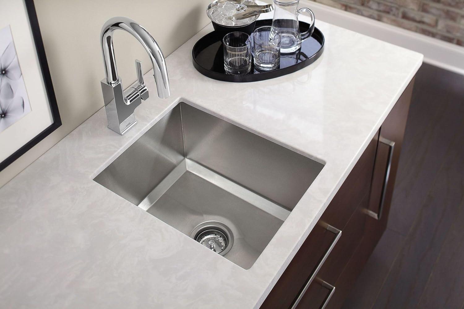 image:imageMoen Prep 16Gauge Stainless Steel Undermount 16 x 20 Single Bowl Kitchen or Bar Sink G16430