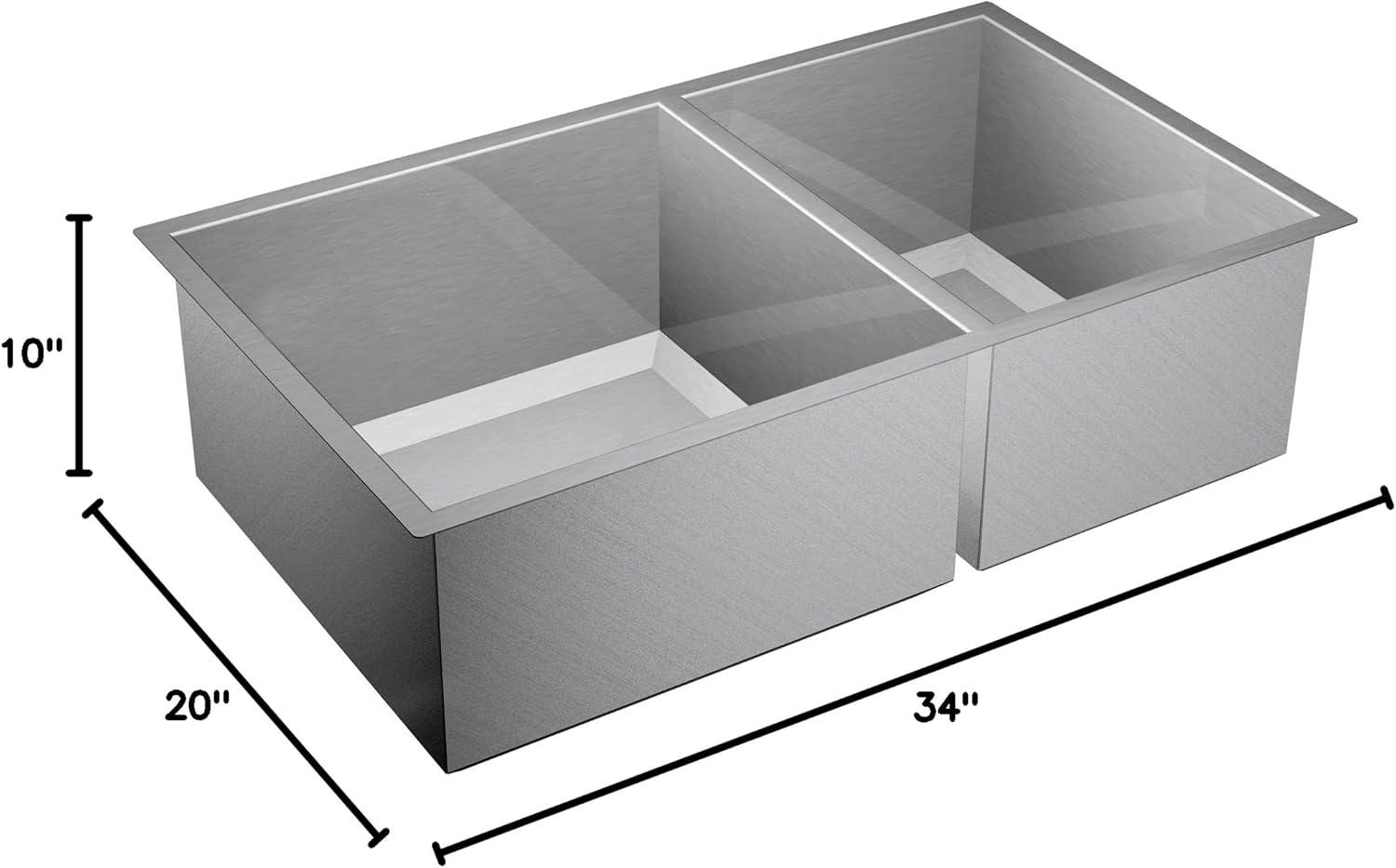 image:imageMoen Prep 16Gauge Stainless Steel Undermount 34 x 20 Double Bowl Kitchen Sink G16221