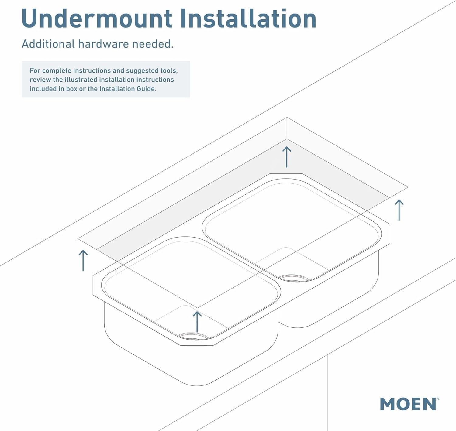 image:imageMoen Prep 16Gauge Stainless Steel Undermount 34 x 20 Double Bowl Kitchen Sink G16221