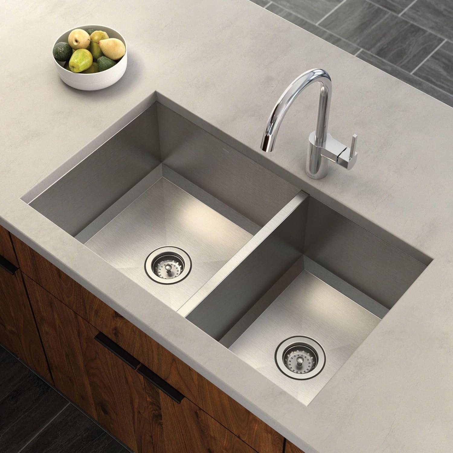 image:imageMoen Prep 16Gauge Stainless Steel Undermount 34 x 20 Double Bowl Kitchen Sink G16221