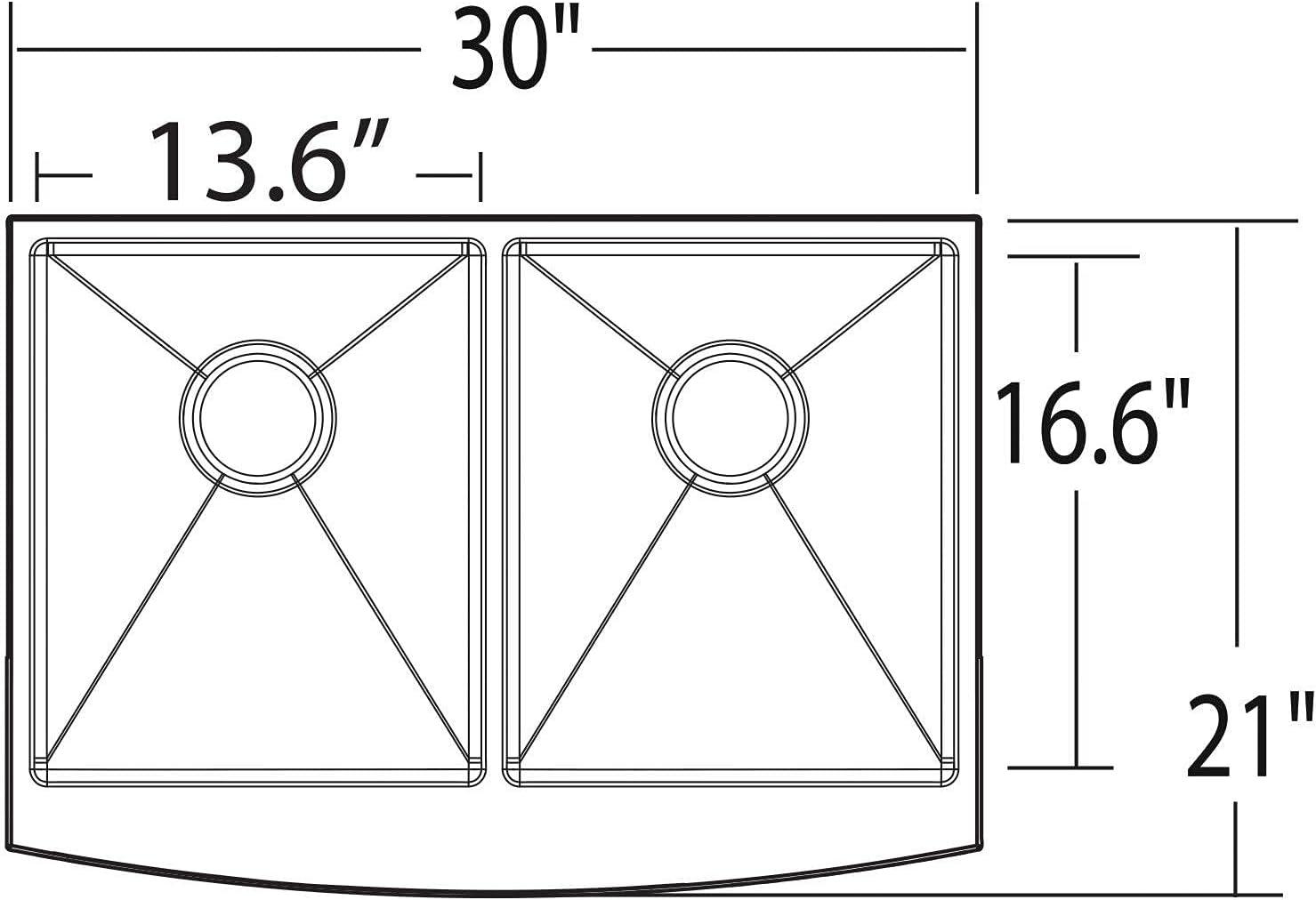 image:imageMoen Prep 18Gauge Stainless Steel Undermount Farmhouse Apron Front 30 x 21 Double Bowl Kitchen Sink G18220