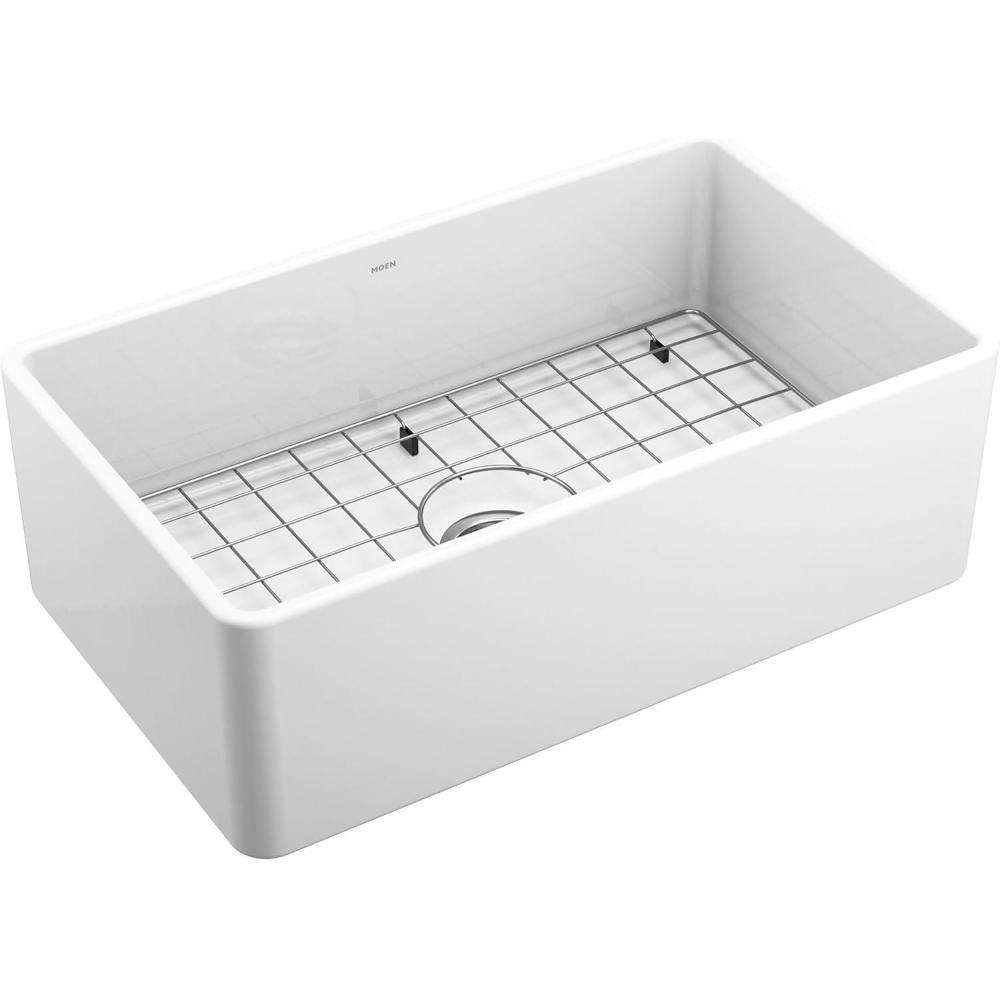 image:imageMoen FC301810 ApronFront Fireclay Single Bowl Undermount Kitchen Sink 30 White