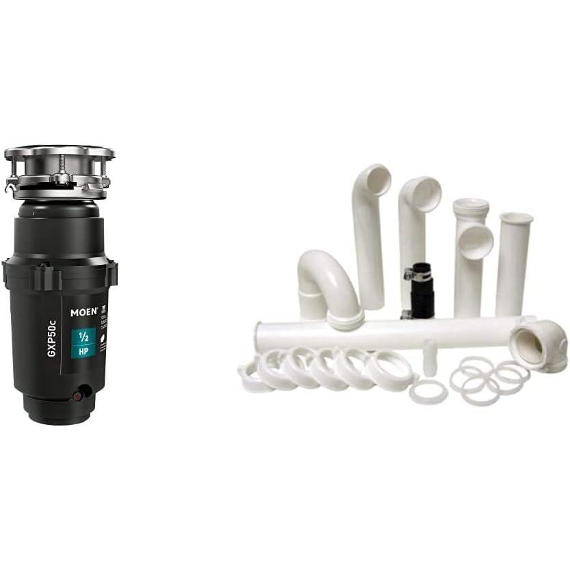 image:imageMoen GXP50C Prep Series PRO 12 HP Continuous Feed Garbage Disposal Power Cord Included amp PF WaterWorks PF0989 Garbage Disposal Installation Kit WhiteDisposal Garbage Disposal Installation Kit