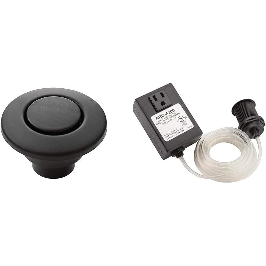 image:imageMoen Garbage Disposal Air Switch Decorative Button Black AS4201BL Air Switch Base and Control Unit ARC4200 Black