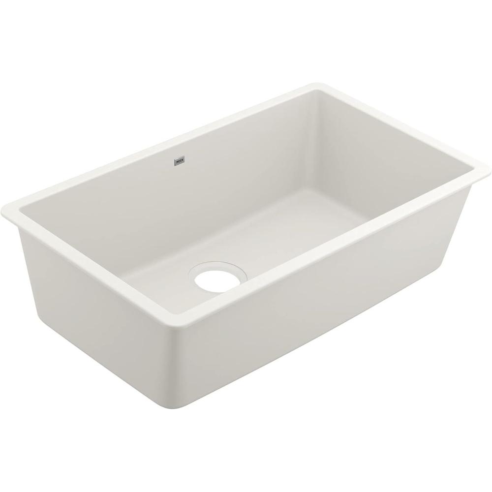 image:imageMoen Host Black Granite 33Inch Wide x 95Inch Deep Undermount Single Bowl Kitchen Sink GGB4010BWhite