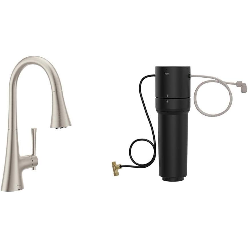 image:imageMoen Kurv Spot Resist Stainless 3in1 Water Filtration Pull Down Kitchen Faucet F9126SRS with Moen F9800 Advanced Carbon Water Filtration System