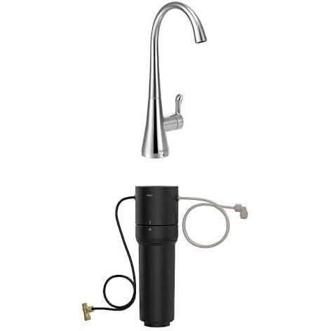 image:imageMoen Sip Chrome Beverage Faucet with High Arc Rotating Spout Plus Advanced Carbon Water Filtration System for Cleaner Drinking Water S5520  F9800