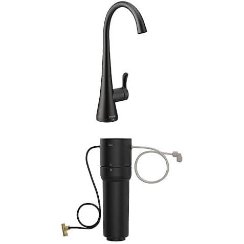 image:imageMoen Sip Matte Black Beverage Faucet with High Arc Rotating Spout Plus Advanced Carbon Water Filtration System for Cleaner Drinking Water S5520BL F9800