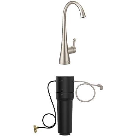 image:imageMoen Sip Spot Resist Stainless Beverage Faucet with High Arc Rotating Spout Plus Advanced Carbon Water Filtration System for Cleaner Drinking Water S5520SRS F9800