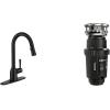 Moen 87233 Adler Chrome One-Handle High Arc Kitchen Sink Faucet with Pull Down Sprayer, Bundle with Moen GXP33C Lite Series PRO Black 1/3 HP Continuous Feed Garbage Disposal(1/3 HP)