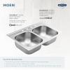 Moen GS18442 1800 Series 16.5-inch 18 Gauge Undermount Single Bowl Stainless Steel Kitchen or Bar Sink