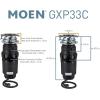 Moen GXP33C Lite Series PRO Compact Continuous Feed Garbage Disposal and Installation Kit