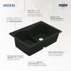 Moen Host Black Granite 25-Inch Wide x 9.5-Inch Deep Dual Mount Single Bowl Kitchen or Bar Sink, GGB3019B(Black)
