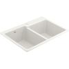 Moen Host White Granite 33-Inch Wide x 9.5-Inch Deep Dual Mount Double Bowl Kitchen Sink, GGW3024B(Brushed)