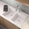 Moen Host White Granite 33-Inch Wide x 9.5-Inch Deep Dual Mount Double Bowl Kitchen Sink, GGW3024B(Brushed)